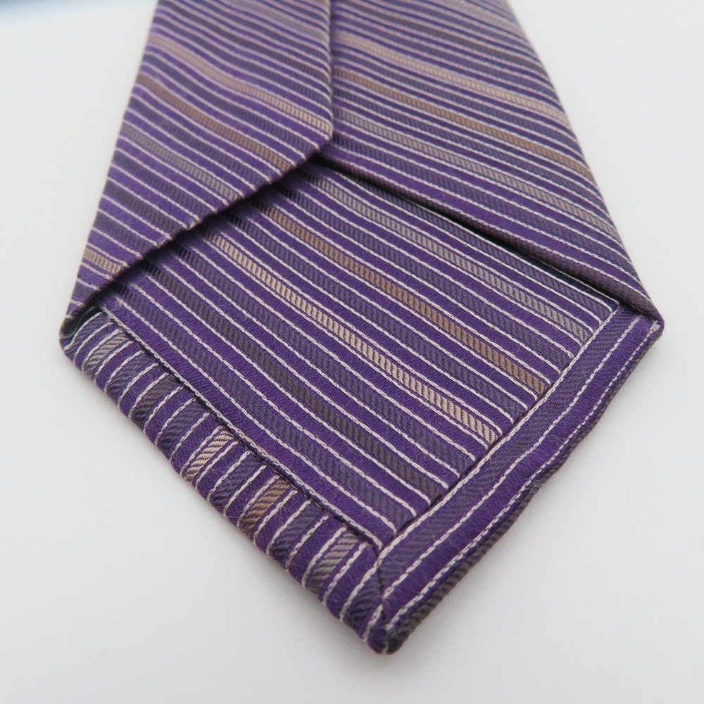 Jos A Bank Tie Silk Purple Striped 3.75" Wide 59" Long - Picture 4 of 6